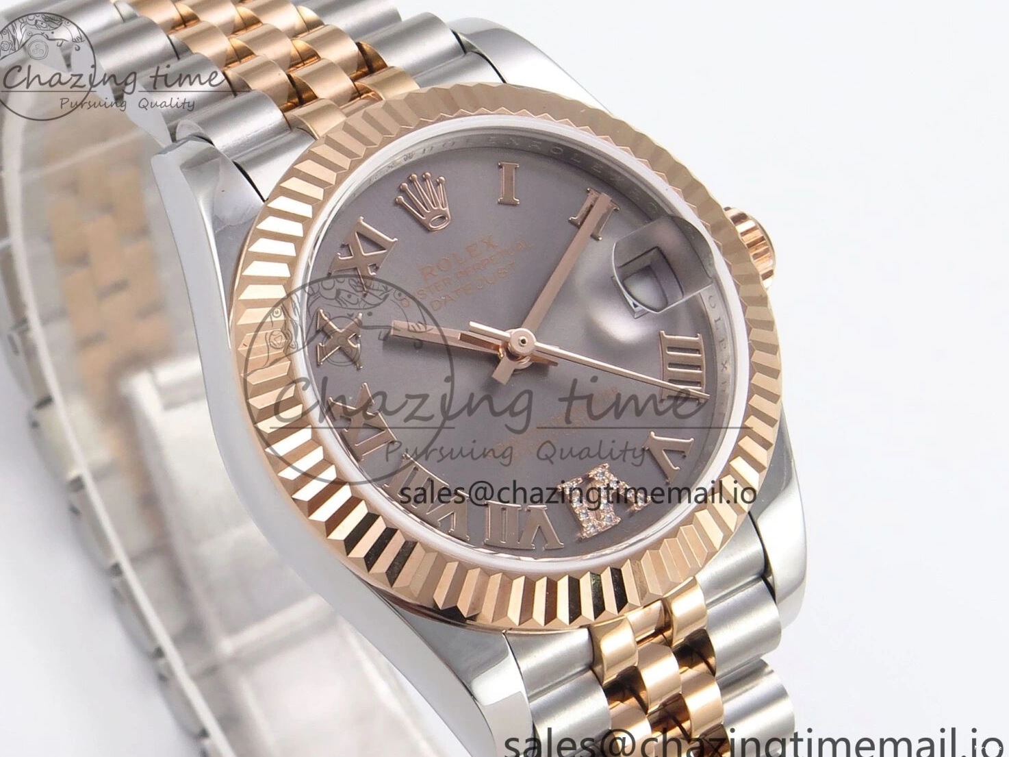 MiroTime 0401 Popular DateJust 31 278271 SS RG GMF 1:1 Best Edition 904L Steel Gray Roman Diamonds Dial on Jubilee Bracelet A 1165